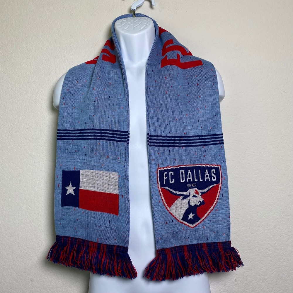 FC Dallas 96 Soccer Scarf Ruffneck LH Flag Texas MLS Football Blue Red Fan Gear - Picture 2 of 9